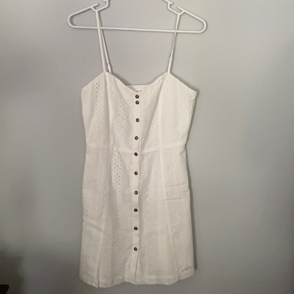 Luca+Grae Off White Eyelet Button Down Mini Dress